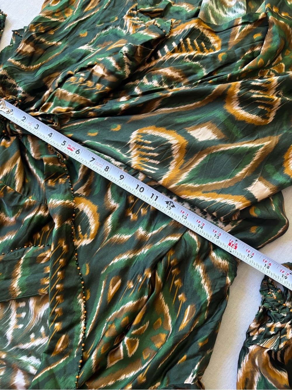 Farm Rio Pineapple Ikat Wrap Midi Dress Green Asymmetric Tropical Size XL - Picture 10 of 12